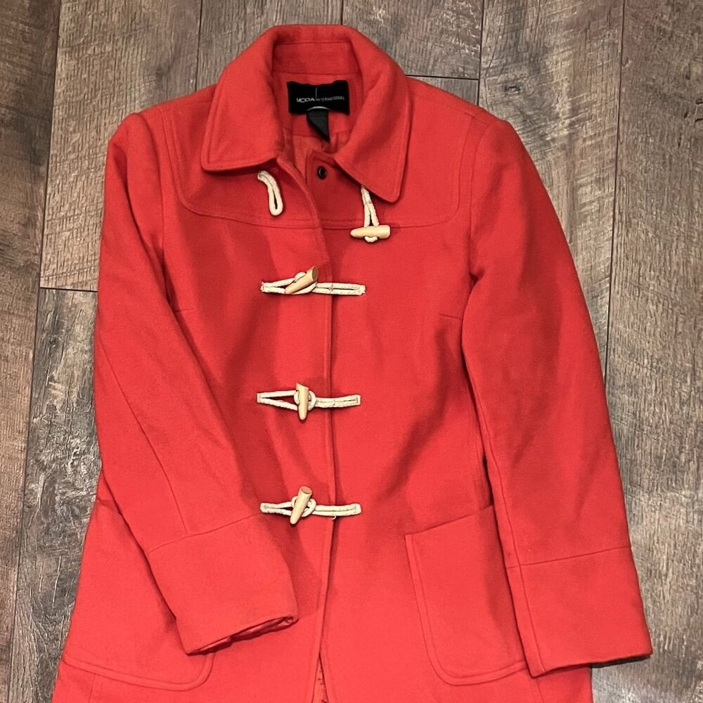 Women's Orange Wool Toggle Coat- L